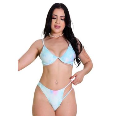 Imagem de Biquíni Feminino Aro Invertido Sem Bojo Calcinha Fio Duplo E Tira Late
