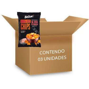 Imagem de Batata Doce Chips Sal Rosa Sem Glúten Belive contendo 3 pacotes de 50g