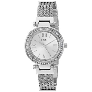 Imagem de GUESS Relógio feminino de quartzo com pulseira de aço inoxidável, Prateado/prateado, NS, MINI SOHO