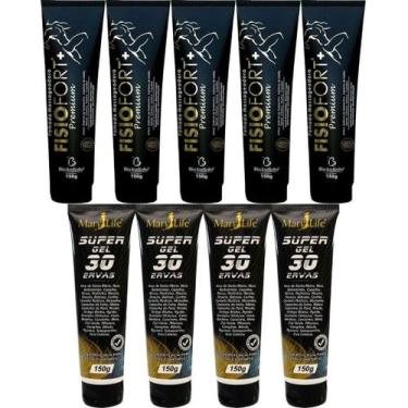 Imagem de Kit 5 Pomada Fisiofort Premium 150G + 4 Super Gel 30 Ervas - Bio Insti
