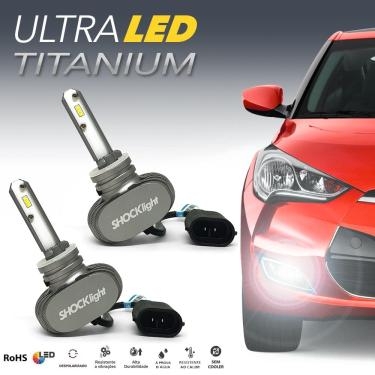 Imagem de Par Lâmpadas H27 Farol Milha Kia Sportage 2010 2011 2012 2013 Ultra Led Titanium 10000 Lumens Forte Branco Efeito Xenon