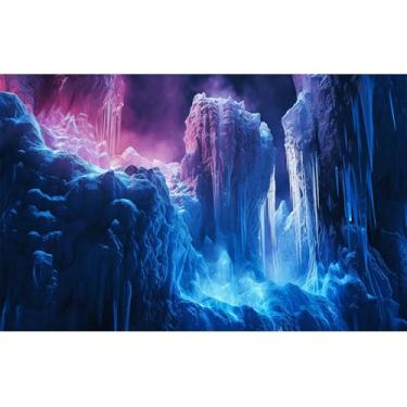 Imagem de Riivvdise Cave Aquarium Background Stalactites and Stalagmites Ice Cave Terrarium Background Spectacular Ice Cave World Fish Tank Background Ice Cave Aquarium Backdrop Poster Vinil 61 x 30 cm