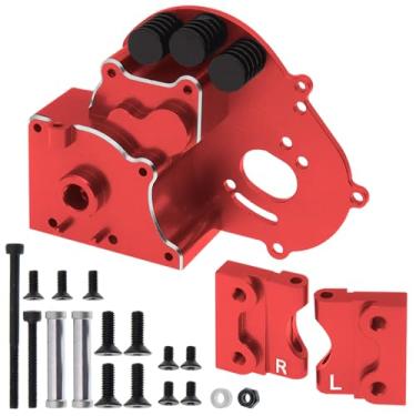 Imagem de Treehobby Aluminum Transmission Case Gearbox with Motor Plate and Arm Mounts Compatible with 1/10 Traxxas Slash 2WD Rustler Stampede Bandit 2WD RC Car Upgrades Parts,Replace 3691(Blue) (Red)