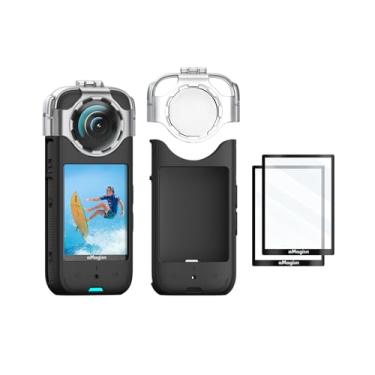 Imagem de Rszfnjxry Tampa de Proteção de Lente Antiembaçante 360 X3, Capa Protetora de Silicone e Protetores de Tela para Insta360 X3, O Pacote Inclui 1 Capa de Silicone + 2 Protetores de Tela + 1 Protetor de L