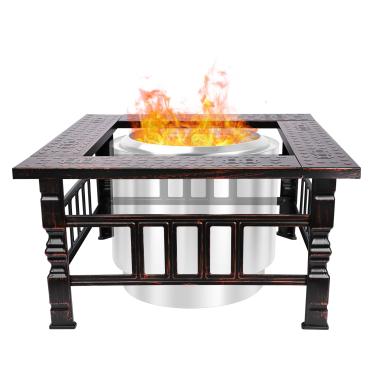 Imagem de GRILL FORCE Mesa surround para fogueira, mesa quadrada para fogueira, mesa de fogueira externa, mesa de fogueira externa para fogão solo Bonfire Ranger e outras fogueiras a lenha, aço revestido com
