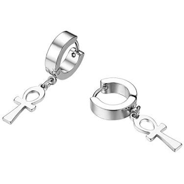 Imagem de Brincos de argola de piercing masculino com dobradiça e cruz no tornozelo para Páscoa, Natal, casamento, Dia dos Namorados