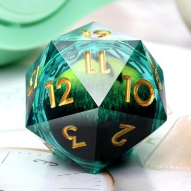 Imagem de Spindown 33mm Single D20 Dice,DNDND Liquid Core Dragon Eye 20 Sided Dice with Gorgeous Gift Box for Dungeons and Dragons (Green)