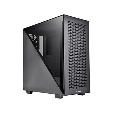 Imagem de Thermaltake Divisor 300 TG Air ATX mid Tower Black Edition Capa para computador com 2 ventiladores padrão de 120 mm pré-instalados painel de malha de tamanho completo 3 mm vidro temperado triangular