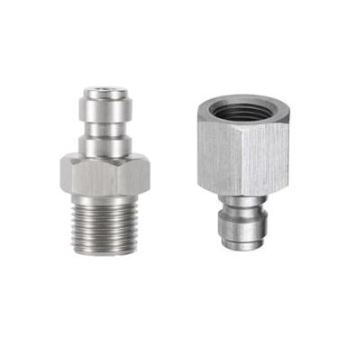 Imagem de Manloney LLC Universal 1/8 NPT macho para 7/16-20 UNF (4AN a 1/8 NPT) conector de aço inoxidável adaptador de tomada roscada 4500 psi PCP sistema de carregamento de paintball PCP de alta pressão encaixes de ferramentas de ar