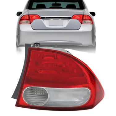 Imagem de Silscvtt Substituição do lado direito do passageiro para Honda Civic Sedan 2009-2011 RH lanterna traseira traseira luz de freio lente vermelha HO2819138 33501SNAA51