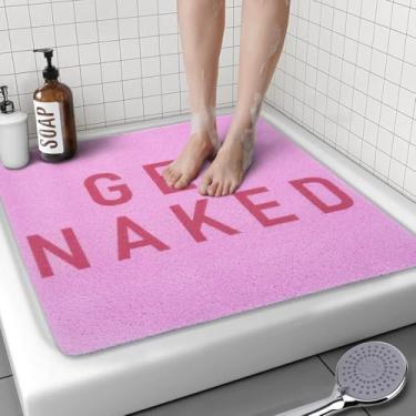 Imagem de Tapete de chuveiro quadrado, 61 x 61 cm antiderrapante para box Get Nu, tapete de banho de bucha de PVC de secagem rápida para chuveiro, banheira e banheiro