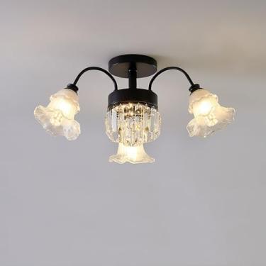 Imagem de JUANYAO Lustre Sputnik de cristal de luxo moderno vintage com acabamento cromado dourado luz pendente de metal exclusiva flor decoração de vidro para bar de cozinha