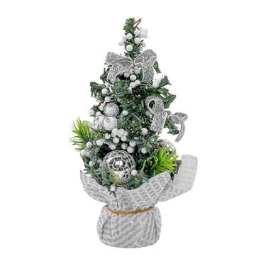 Imagem de Árvore de Natal Árvore de Natal pequena e minúscula,Árvore de Natal de mesa de 8,27 polegadas com bolas de e bagas | Ornamentos para casa Pinheiro artificial colecionável para interior e exterior