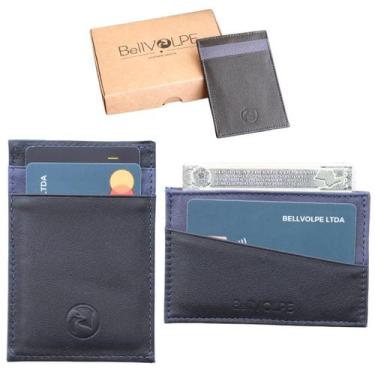Imagem de Carteira Masculina Feminina Porta Cartões Slim Couro Legítimo Marca Be
