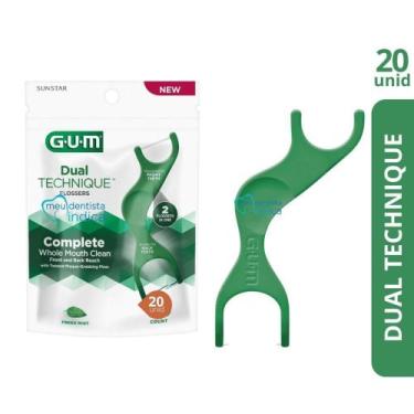 Imagem de Flosser Dual Technique 2 em 1 GUM Fio Dental Adulto com Cabo 20 unidad