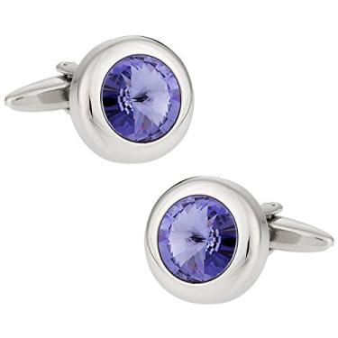 Imagem de Abotoaduras de cristal solitário roxo com caixa de apresentação Cuff-Daddy
