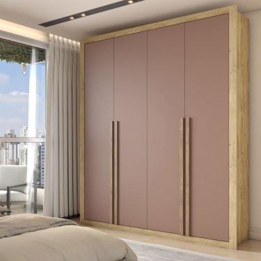 Imagem de Guarda-Roupa Solteiro Severo 4 Portas 3 Gavetas Capuccino/Terracota - Panorama Móveis