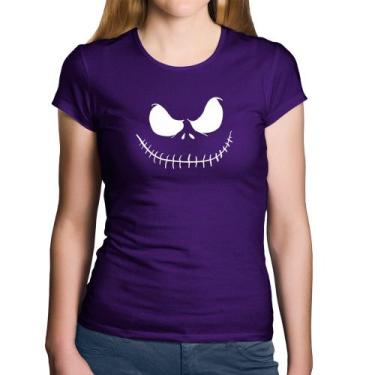 Imagem de Baby Look Algodão Scare Face - Foca na Moda, Roxo, GG