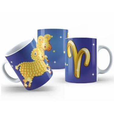 Imagem de Caneca de Cerâmica com Design Astrológico Dourado 325ml - Mecolour
