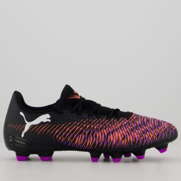 Imagem de Chuteira Puma Future 8 Play FG/AG Campo Preta e Roxa, 44