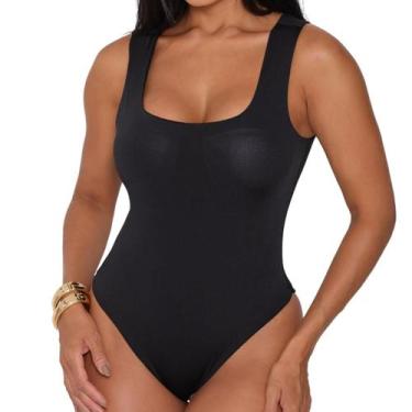 Imagem de Body Decotado Básico Feminino Com Bojo Regata Verão - LUNNA, Preto, P