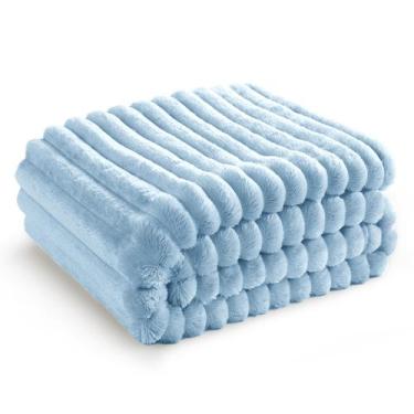 Imagem de Cobertor Bedsure Fleece Azul - 130x180cm - Macio e Aconchegante para S