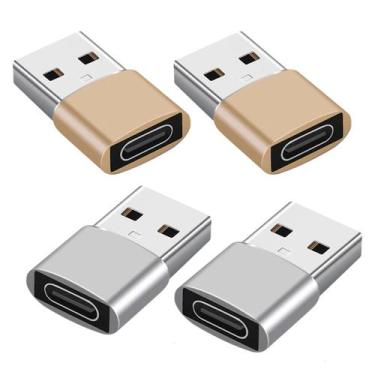 Imagem de Kit 4 Adaptador USB Tipo C Fêmea Para USB 3.0 Macho Conversor Dados - 