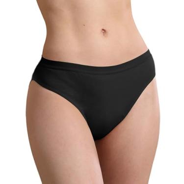 Imagem de REELINDRY Roupa íntima feminina absorvente para incontinência, lavável, 59 g, à prova de vazamento, calcinha feminina para vazamento da bexiga 1 pacote (preta, GG)