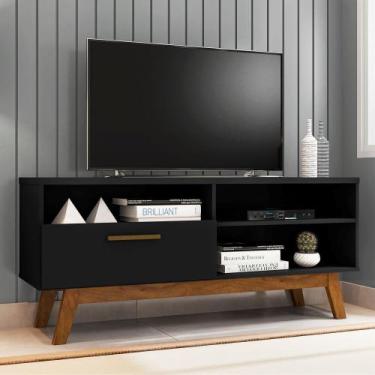 Imagem de Rack para TV com Porta Riane Preto Fosco - Bechara, Preto