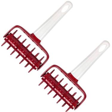 Imagem de pontas de rolo de pizza de plástico evitam bolhas de ar e incluem uma crosta uniforme para cozinhar, rolo de massa de pastelaria para cozinhar, pão Caseiro, esposa (Vermelho)