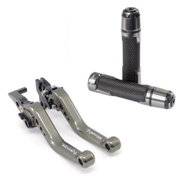 Imagem de Kit Manete E Manopla Pegasus Stark Race Moto Yamaha Mt 03, Titanium