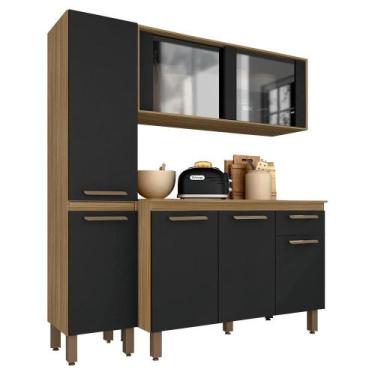 Imagem de Armário Tieli Paneleiro Simples 3 Peças Bor/preto - Móveis Arapongas -