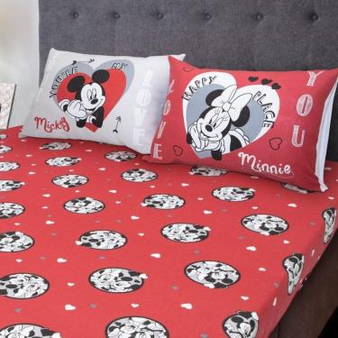 Imagem de Jogo Cama Casal Minnie Mickey Love Disney 3 Pçs C/ Elástico
