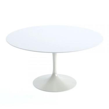 Imagem de Mesa De Jantar Tulipa Saarinen Redonda 120 Cm Tampo Laca + Vidro Branca Base Branca Cor Branco