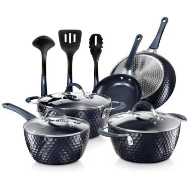 Imagem de Conjunto de Panelas Antiaderentes e Utensílios, 11 Peças, NUTRICHEF NCCW11DS, Azul