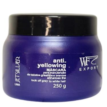Imagem de Mascara para Cabelos Brancos Coloridos Grisalhos Loiros Neutraliza Tons Amarelado WF Jet Silver 250g
