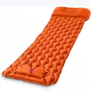 Imagem de Colchão inflável para acampamento ao ar livre, colchão dobrável conveniente e confortável(Laranja..)