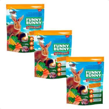 Imagem de Combo 3 Ração Funny Bunny Delícias da Horta Coelhos, Hamster e Roedore
