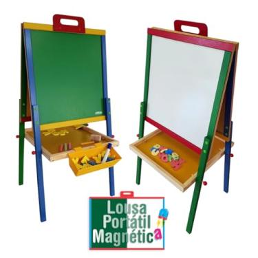 Imagem de Lousa Magnética Infantil Cavalete Dobrável Giz Caneta+ Letras