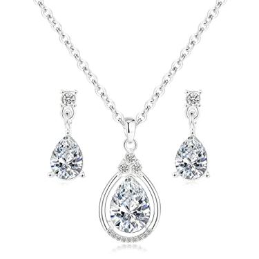 Imagem de ZHUWE Conjunto de joias de dama de honra para mulheres 1-4-6-8 conjunto de colar conjunto de brincos para casamento 18K ouro rosa ou prata banhado com strass de cristal, Zinco, Strass Cristal