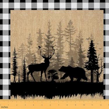 Imagem de Feelyou Tecido de estofamento de urso veado para cadeiras de animais de fazenda por jarda decoração de quarto de crianças meninas adolescentes, decoração de tecido de estofamento de urso de vida