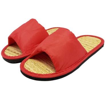 Imagem de Chinelo Pantufa Vermelho Confortável Relaxante Junco Oriental