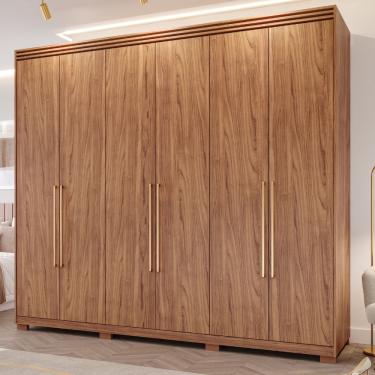 Imagem de Guarda Roupa Casal com Pés 6 Portas 100 mdf Aurora Panan