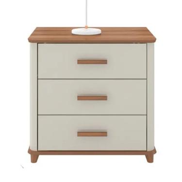 Imagem de Mesa de Cabeceira Maitê Nature/Off White - Potenza Móveis