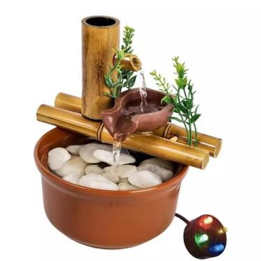 Imagem de Fonte 2 quedas Decorativa De Mesa Agua Cascata de Bambu 19cm - NoBrand