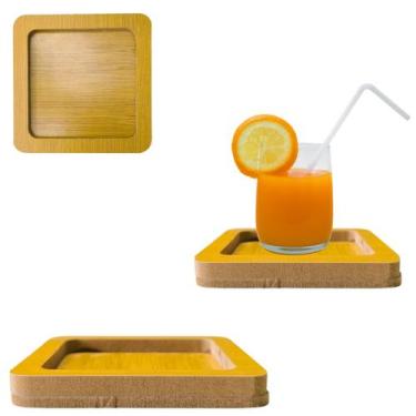 Imagem de Descanso Porta Copo Quadrado de Madeira Para Bebidas 10cm - Top