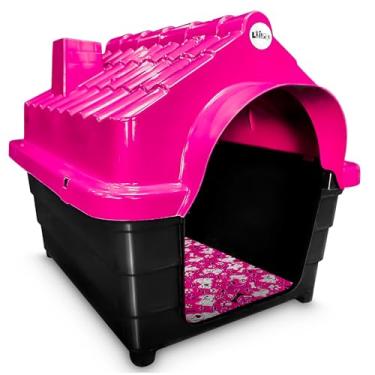 Imagem de Casa para Cachorros Plástica Rinopet N5 com Colchonete Mecpet (Rosa, 5)