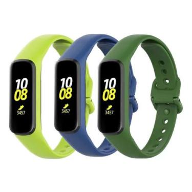 Imagem de 3 Pulseiras De Silicone Galaxy Fit 2 R220 - Verde Limão / Azul Marinho