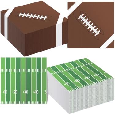 Imagem de Decorações de festa de aniversário de futebol, pacote com 200 guardanapos de futebol de papel descartáveis, suprimentos de lembrancinhas de festa com tema de futebol, decorações de superbowl,