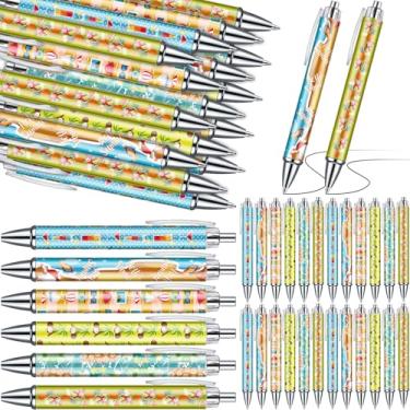 Imagem de MotiMind 36 canetas esferográficas havaianas de verão, preta, 1,0 mm, caneta de tinta de gel de escrita suave, lindas canetas retráteis de verão para escola, material de escritório, Havaí, piscina